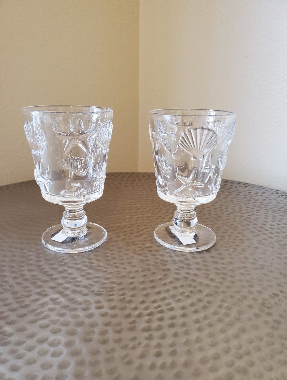 Seashell Embossed Wine Goblets - Set of 2